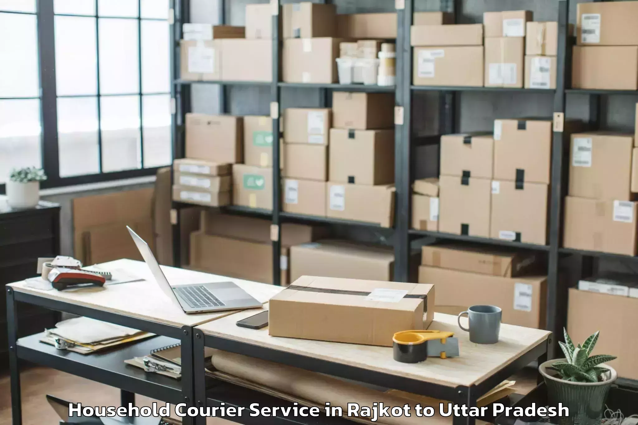 Easy Rajkot to Bhiti Household Courier Booking